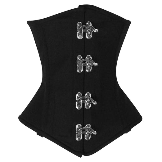 Handmade Black Cotton Underbust corset/Steel Boned Waist Training Cors -  Lara Leather